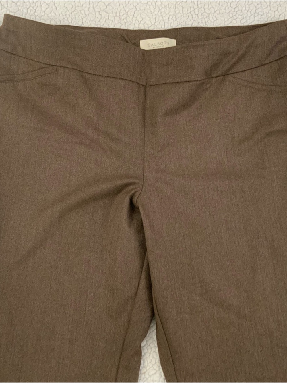 Talbots Petites Elastic Waist Pull On Pants 16P Stretch Brown Office To Casual - Picture 3 of 13